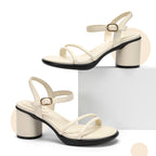 Women's Wide Width 2.7-Inch Block Heel Sandals Ankle Buckle Strappy Chunky Heels Prom Homecoming Wedding Dress Shoes