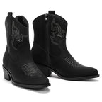 Wide Cowboy Boots Retro Embroidered