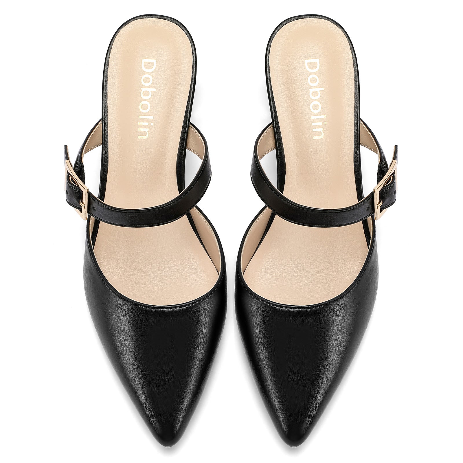 Women Kitten Heel Mules Pointed Toe Slip On Backless Dress Shoes