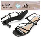 Women's Sandals 2.09 Inch Square Open Toe Low Kitten Heel Strappy Dress Shoes for Women Comfortable Slingback Heels Sandals Ankle Strap Wedding Dance Party Daily Office