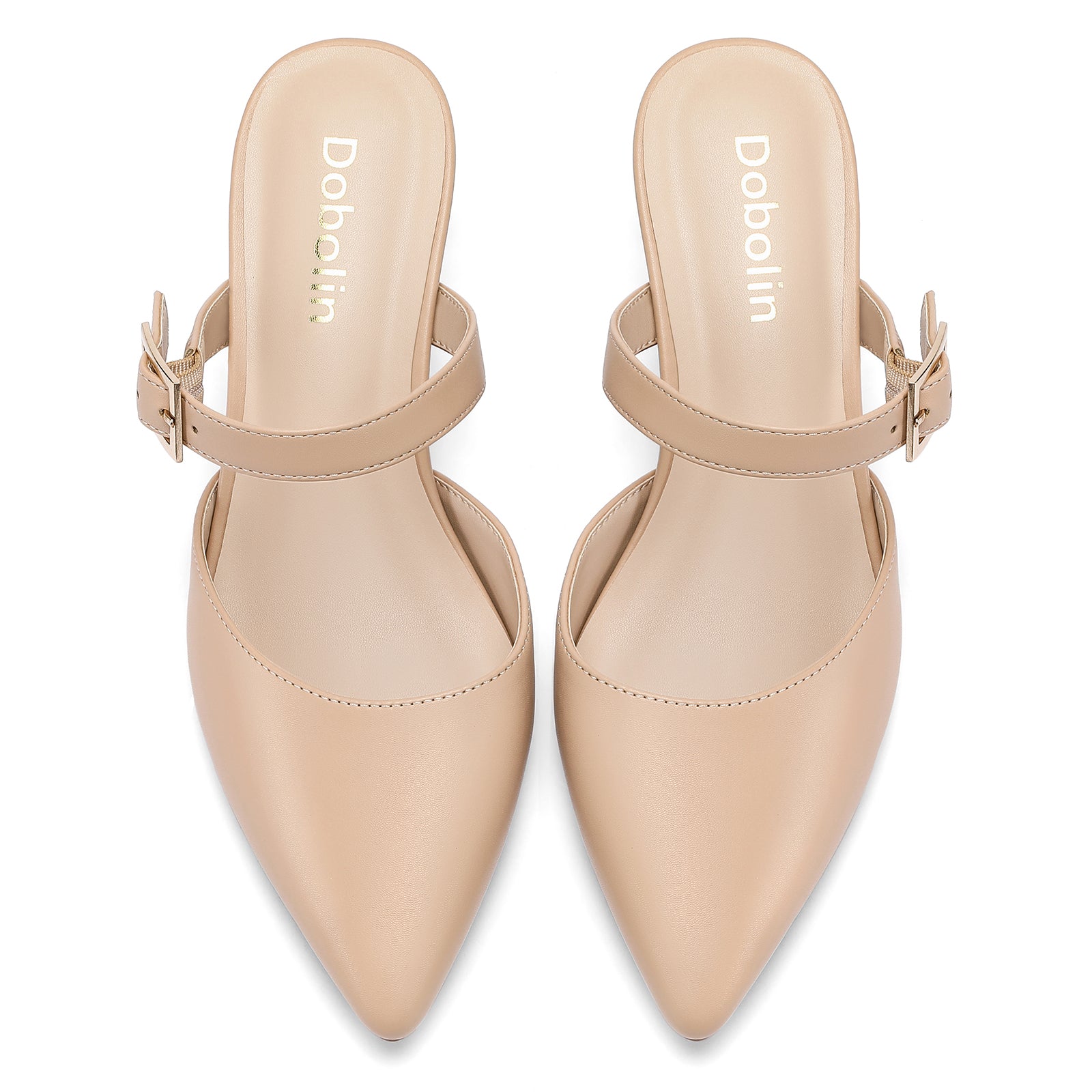 Women Kitten Heel Mules Pointed Toe Slip On Backless Dress Shoes