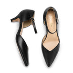 Comfort Kitten Heels Pumps for Women Low Heels Ankle Strap Elegant Pointed Closed Toe Dress Dance Shoes for Party Wedding