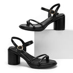Women's Wide Width 2.7-Inch Block Heel Sandals Ankle Buckle Strappy Chunky Heels Prom Homecoming Wedding Dress Shoes
