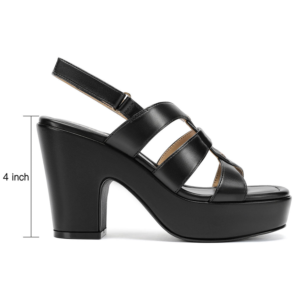 Platform Heels for Women Chunky High Heel Sandals with Ankle Strap Comfortable Peep Toe Wedge Dress Shoes for Wedding Evening Party