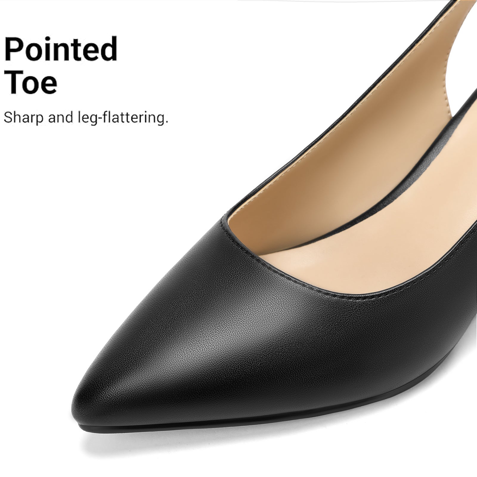 Women's Slingback Kitten Heels Pumps Pointed Toe Low Heel Dress Shoes for Work, Wedding, and Parties