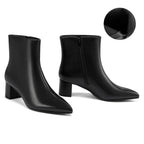 DOBOLIN Ankle Boots for Women Wide Width Pointed Toe 2 Inch Block Heel