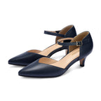 Comfort Kitten Heels Pumps for Women Low Heels Ankle Strap Elegant Pointed Closed Toe Dress Dance Shoes for Party Wedding
