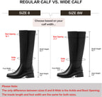 DOBOLIN Women's Wide Calf Knee High Boots Square Toe 1.6" Low Block Heel