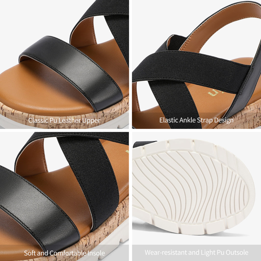 Wedge Sandals for Women 2026 Dressy Comfortable Platform Sandals Open Toe Slip on Elastic Ankle Strap Summer Casual Shoes