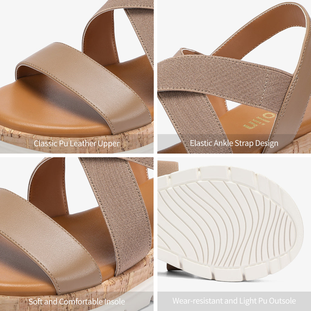Wedge Sandals for Women 2026 Dressy Comfortable Platform Sandals Open Toe Slip on Elastic Ankle Strap Summer Casual Shoes