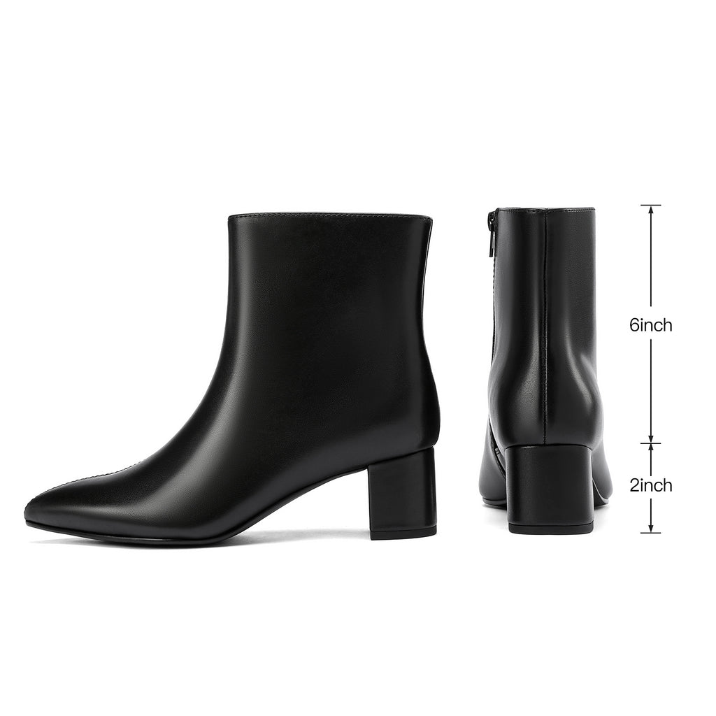 DOBOLIN Ankle Boots for Women Wide Width Pointed Toe 2 Inch Block Heel