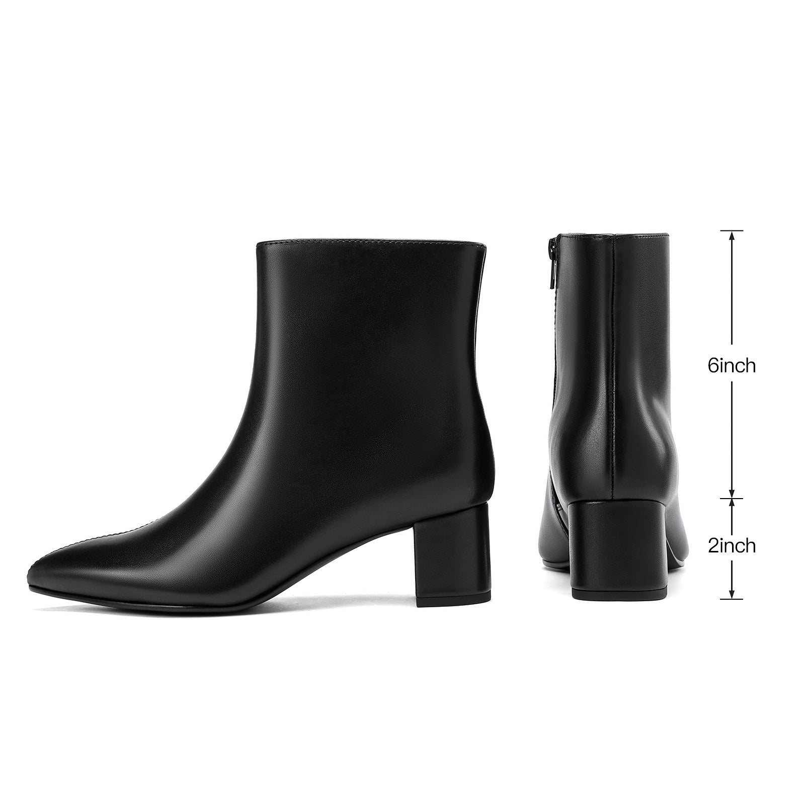 DOBOLIN Ankle Boots for Women Wide Width Pointed Toe 2 Inch Block Heel