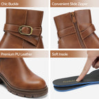 Wide Width Ankle Boots Fall Shoes with Side Zipper