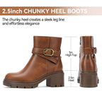 Wide Width Ankle Boots Fall Shoes with Side Zipper