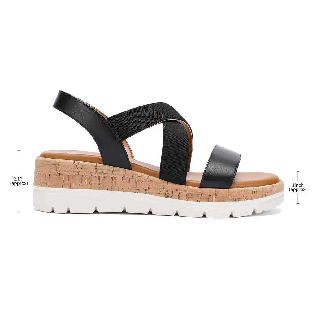 Wedge Sandals for Women 2026 Dressy Comfortable Platform Sandals Open Toe Slip on Elastic Ankle Strap Summer Casual Shoes