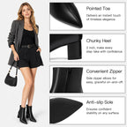 DOBOLIN Ankle Boots for Women Wide Width Pointed Toe 2 Inch Block Heel