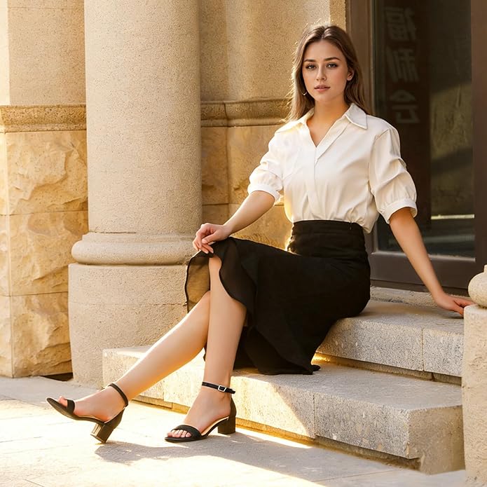 Women's Heeled Sandals 1.77 Inch Low Block Chunky Heels