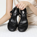 Women's Wide Width 2.7-Inch Block Heel Sandals Ankle Buckle Strappy Chunky Heels Prom Homecoming Wedding Dress Shoes