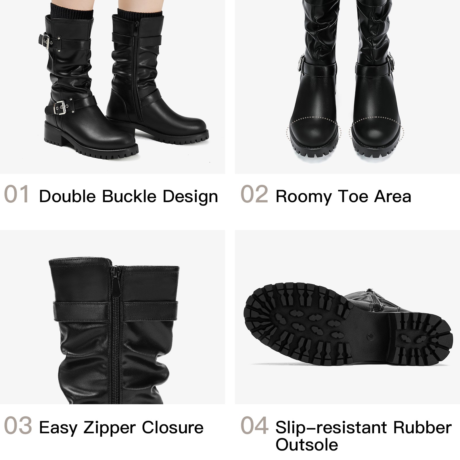 Mid Calf Boots Wide Toe Box