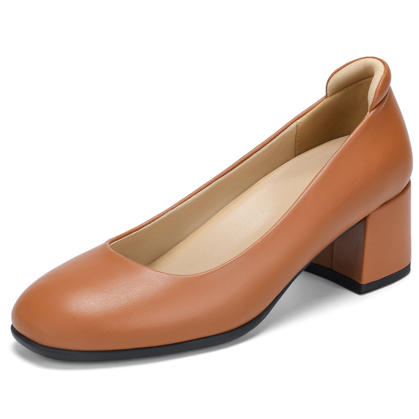 Arch Support Heels for Women Comfortable Pumps Closed Round Toe Dress Shoes 2.2-Inch Low Heels Office Work Flight Attendant Shoes