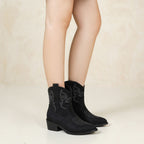 Wide Cowboy Boots Retro Embroidered