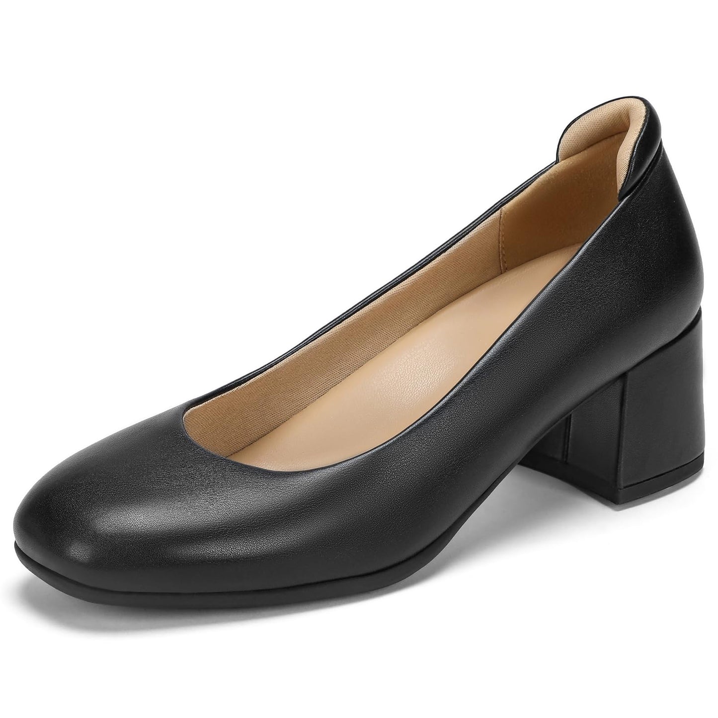 Arch Support Heels for Women Comfortable Pumps Closed Round Toe Dress Shoes 2.2-Inch Low Heels Office Work Flight Attendant Shoes