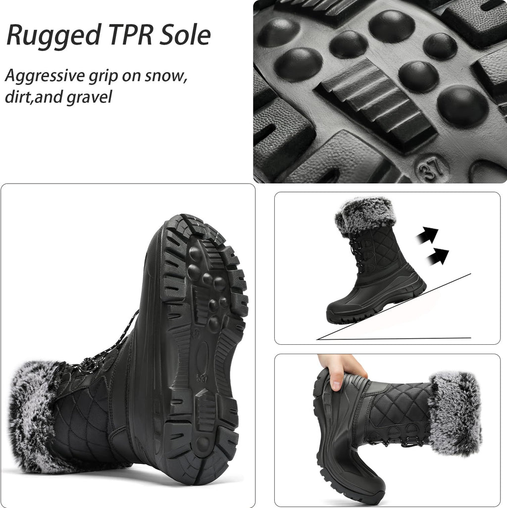 Waterproof Boots Lightweight Warm Anti-Slip Sole for Cold Weather Outdoor